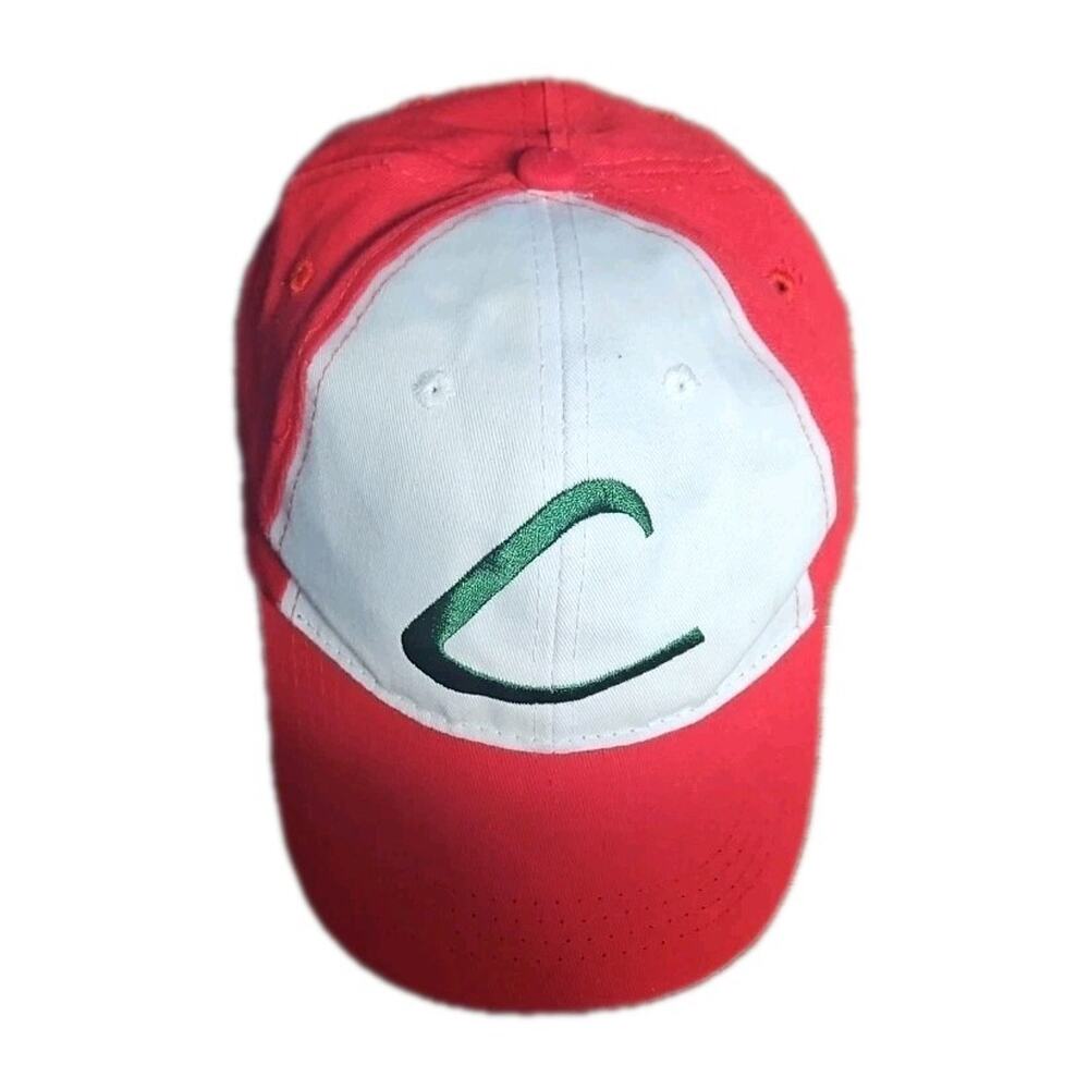 VTG 90โs Pokรฉmon Ash Ketchum Red White Embroidered Strap Back Hat